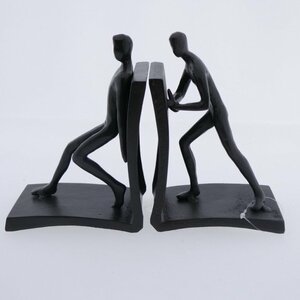 Boekensteun Sculptuur Push Zwart Metaal 23x7x 15,5cm